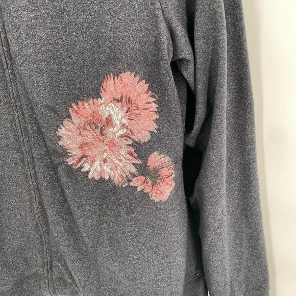 Heather Grey Izod full zip athletic jacket womens size large pink floral Golf - Picture 2 of 7